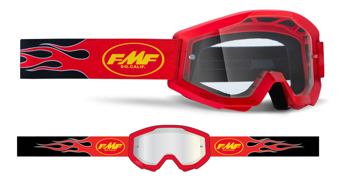 Goggles FMF Powercore Flame Red - Mica Transparente